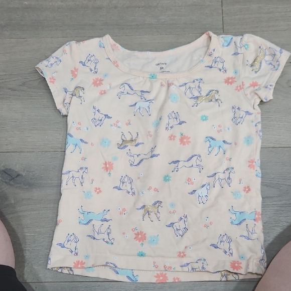 Cat & Jack Other - Cat & Jack Light Pink Horse Short Sleeve Tee with Pastel Sketches